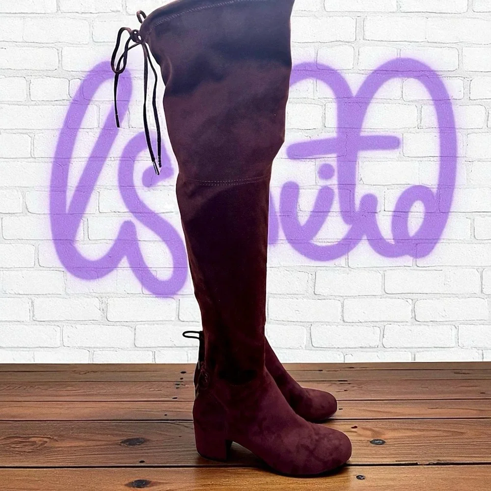 Circus By Sam Edelman Red Stretch‎ Over-The-Knee Block Heel festival Tie Up Sexy